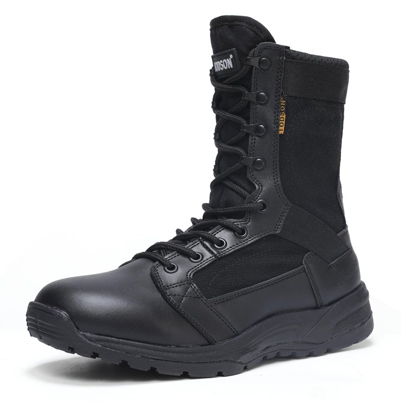IODSON Men's Breathable Work Tactical Military Boots Lightweight Combat Army Motorcycle Jungle bootsï¼ˆBlack 8.5ï¼‰ - Image 1